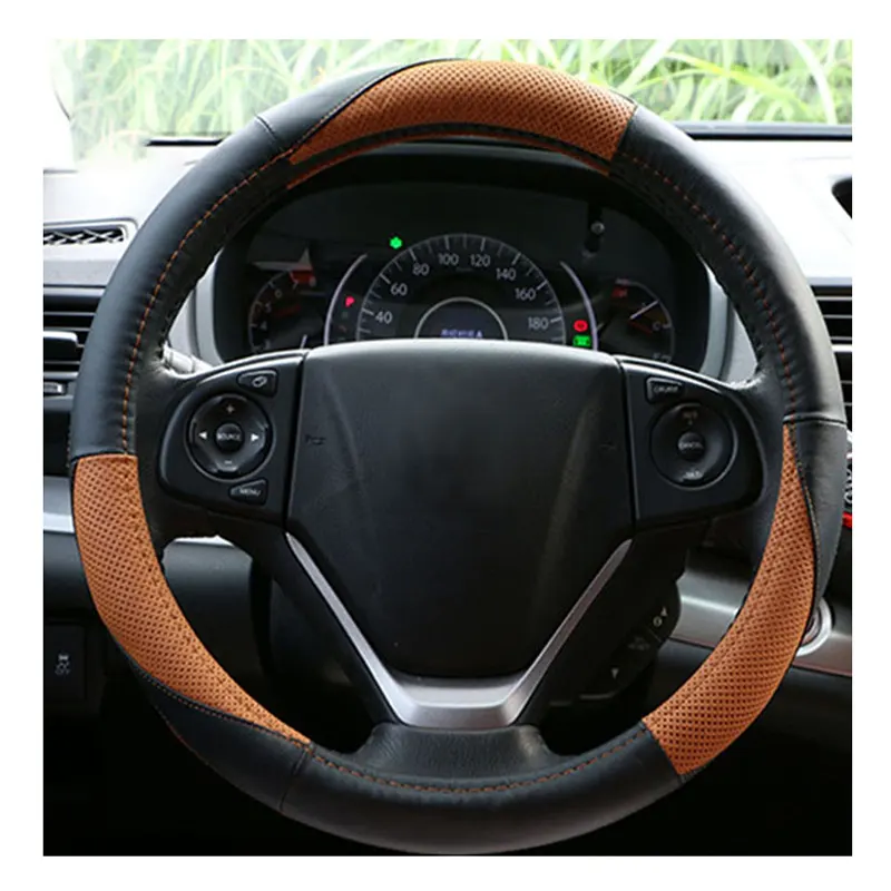 Colors Car Steering Wheel Cover Genuine Leather Automotive Interior Accessories Covers Steering Wheel