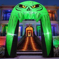 Arche gonflable d'Halloween pour l'extérieur, décorée de fantômes et de citrouilles, éclairée par des LED, décoration de jardin, décor de fête gonflable, imperméable