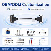 Cable LVDS Icape de 51 pines con paso de 0.5 mm, ensamblaje de cable coaxial micro de alta velocidad de 5.4G y 100 ohmios para pantalla de TV, OEM personalizado