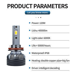 Chất lượng cao Auto Car Led Đèn Pha Bóng đèn 120 Wát 6000K IP68 không thấm nước <span class=keywords><strong>360</strong></span> độ có thể điều chỉnh đèn pha H1 H7 H11 9012 - Product Image 6