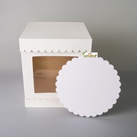 Cajas de Cartón Corrugado Kraft de Calidad para Pasteles Grandes de Lujo al por Mayor, con Tapa Blanca Cuadrada de 8 a 16 Pulgadas