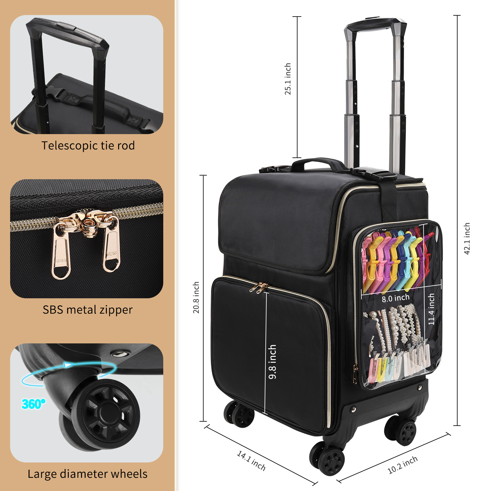makeup tote with wheels