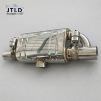 JTLD Silencieux d'échappement universel en acier inoxydable poli de 2,75 pouces avec boîtier de commande
