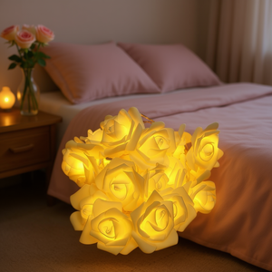 ไฟ LED รูปดอกกุหลาบ 20 ดวง ไฟสีขาวอบอุ่น สำหรับตกแต่งห้องนอน งานปาร์ตี้ วันวาเลนไทน์ - Product Image 2