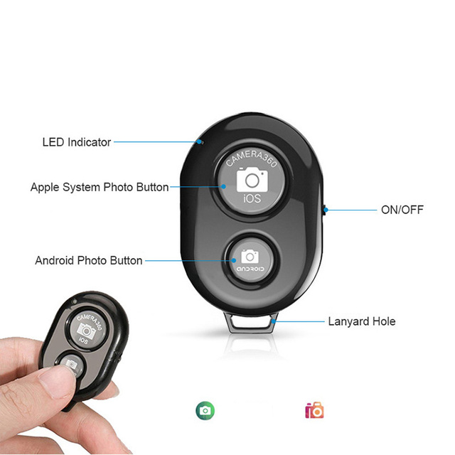 External Roller Camera Selfie Button Shutter Remote Control with bluetooth for iphone and Android Smartphone and Taking Photos