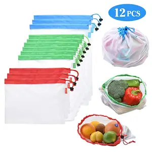 Eco Friendly Toy Fruit Vegetable Produce Bags with Drawstrings for Home Shopping Grocery Storage