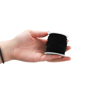 Core-spun <b>Elastic</b> <b>Cord</b> 0.8mm 100m Round For Necklace Making Jewelry Findings Black Brown Red White Roll Packaging - Product Image 5