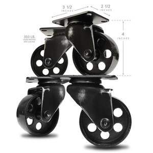 WBD Ruedas De Fierro Black 3/4/5 Inch Furniture Cast Iron Metal <strong>Wheel</strong> with Stopper Vintage <strong>Wheel</strong> Casters <strong>for</strong> <strong>Table</strong> - Product Image 4