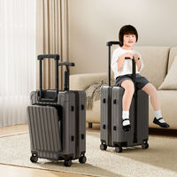 Valise à roulettes pour enfants à ouverture frontale, 20, 24, 26 pouces, grande capacité de rangement, idéale pour les voyages en famille ou d'affaires