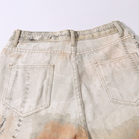 Pantalon Boyfriend Long Décontracté Hiver en Jean Foncé Taille Haute, Style Rétro Américain avec Imprimé Graffiti Vintage