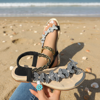 Tendance mode la plus vendue : Sandales plates sexy pour femmes, à enfiler, à bout carré, ornées de strass, Printemps/Été