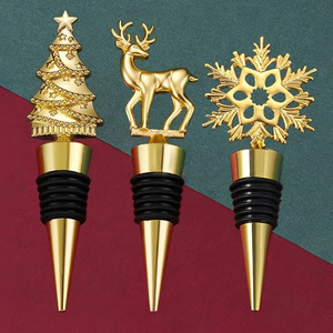 Bouchons de bouteille de vin de Noël en alliage de zinc et TPR, design décoratif arbre, cerf, flocon de neige, pour les fêtes de fin d'année - Product Image 1