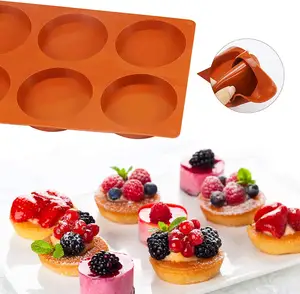 Moules en silicone pour la cuisson 6 cavités grand moule rond moule à muffins moule en résine moule antiadhésif pour tarte au gâteau au chocolat