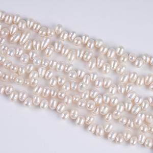 Perles d'eau douce naturelles de 6-7 mm en gros, perles semi-finies pour la fabrication de colliers, accessoires de collier à 28 trous, en blanc et rose, de Zhuji - Product Image 5