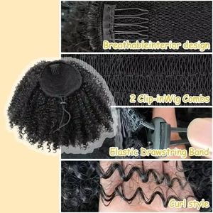 10 pouces <span class=keywords><strong>court</strong></span> crépus bouclés synthétique Afro bouffée bouclés <span class=keywords><strong>Chignon</strong></span> cordon queue de cheval Extension de <span class=keywords><strong>cheveux</strong></span> postiches <span class=keywords><strong>pour</strong></span> les femmes - Product Image 5