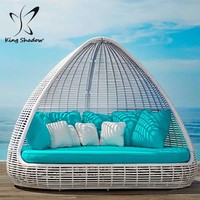 Meubles en osier d'extérieur, lit de soleil d'extérieur avec auvent, chaise longue d'extérieur, canapés de jardin en plastique, hamacs modernes, 1 pièce