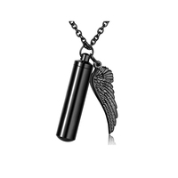 Collier pendentif urne moderne de luxe en acier inoxydable, étanche et durable, avec breloque aile d'ange