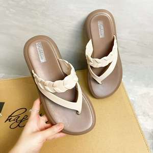 Sandales ouvertes pour femmes en cuir véritable, style plage estival, mode américaine, multifonctionnelles, à semelle épaisse et amortissante - Product Image 5