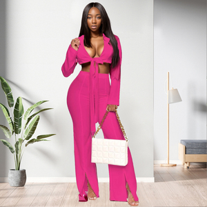 Nouvelle Collection : Ensemble Deux Pièces Tendance pour Femmes – Haut Manches Longues et Pantalon Évasé pour Grandes Tailles - Product Image 4