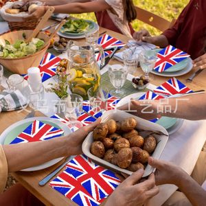 <b>Union</b> <b>Jack</b> Party Tableware Set Paper <b>Plates</b> Cups Napkins Tablecloth 40-60 Pcs Birthday Decoration Venue Setup Props - Product Image 4