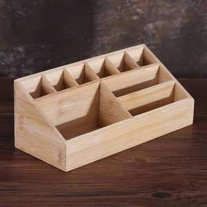 Bamboo <b>Storage</b> Box 10 Compartment Desktop Organizer Stationery Holder Multipurpose Creative Design - Product Image 4