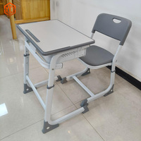 Bureau et chaise individuels pour écolier XYJ, mobilier d'étude pour enfants à hauteur réglable avec pieds antidérapants