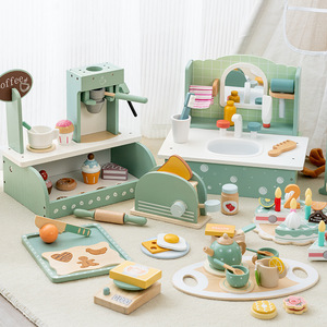 Jeu <span class=keywords><strong>de</strong></span> cuisine en bois écologique avec mélangeur, pour enfants <span class=keywords><strong>de</strong></span> 4 à 6 ans, pour apprendre les <span class=keywords><strong>jeux</strong></span> <span class=keywords><strong>de</strong></span> rôle, avec gâteaux et thé simulés, finition lisse et polie - Product Image 4