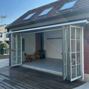 <span class=keywords><strong>Porte</strong></span> pliante en aluminium insonorisée à double vitrage avec grille design / <span class=keywords><strong>Porte</strong></span> pliante de cuisine grand format pour balcon en verre feuilleté - Product Image 1