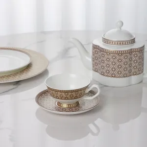 PITO-Ensemble de vaisselle en porcelaine de style turc, théière, tasse, soucoupe, vaisselle en céramique de luxe pour hôtel, banquet, restaurant