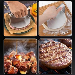 Outils de barbecue en acier inoxydable, presse à hamburgers en métal pour la préparation de viande et de volaille lors de fêtes en plein air et de camping - Product Image 2