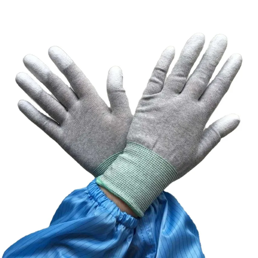 Großhandel LED-Industrie Leitfähige PU-Elektronik Arbeiten Anti statische Top Fit ESD-Handschuhe