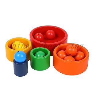 Fabrik Direkt verkauf Kinderspiel zeug pädagogische Baustein Spielzeug Bälle Großhandel Montessori Holz Regenbogen Baby Spielzeug Teile - Product Image 6