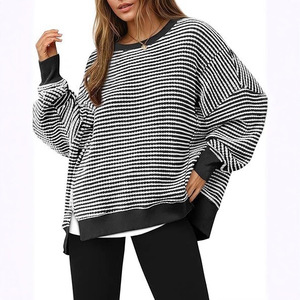 <span class=keywords><strong>Felpa</strong></span> Patchwork a righe a contrasto alla moda da donna - Product Image 5