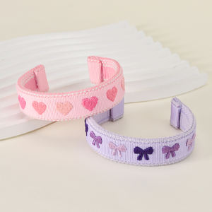 Texto personalizado Moda Blue <span class=keywords><strong>Eye</strong></span> Sorte Amizade Tecido Pulseira Aberta Charme Coração Bonito Bordado Pulseiras para Mulheres Acessórios - Product Image 5