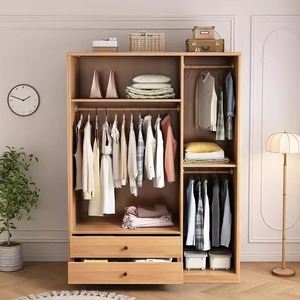 Armario de Madera Maciza, Estilo Japonés Minimalista Moderno, Mueble de Almacenamiento para Dormitorio, Diseño de Puerta Abatible, Ideal para Apartamentos Pequeños - Product Image 1