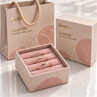 Boîte à bagues empilables personnalisée de petite taille avec logo et ensemble de sacs cadeaux assortis