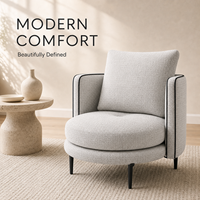 Vente chaude OEM ODM Fauteuil individuel moderne en tissu de lin doux, fauteuil de loisirs rembourré pour salon et mobilier de maison