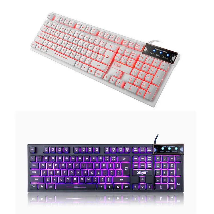 Gaming Keyboard Gamer 3 color Backlights USB Wired Game Keyboard for Computer