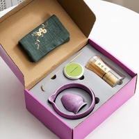 Kit de démarrage au matcha personnalisé Premium, coffret cadeau de thé matcha violet 6 pièces pour les débutants en cérémonie du thé et les cadeaux