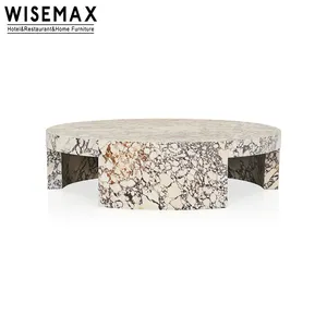 WISEMAX FURNITURE tavolino da caffè centrale rotondo in marmo di lusso naturale Calacatta Viola Viola tavolino da caffè in travertino di marmo