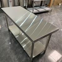 Table de travail double niveau en acier inoxydable 304, idéale pour la restauration commerciale, robuste et durable, pour cuisine professionnelle