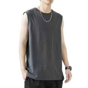<span class=keywords><strong>Débardeur</strong></span> sans manches pour <span class=keywords><strong>homme</strong></span> 100% coton, col rond, couleur unie, respirant, pour le sport, la remise en forme et les occasions décontractées - Product Image 5