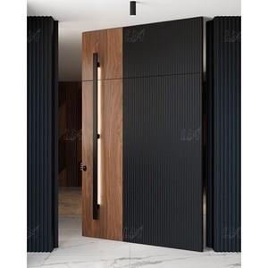 Diseño moderno, <span class=keywords><strong>barniz</strong></span> transparente manchado de <span class=keywords><strong>nogal</strong></span>, puerta pivotante de madera maciza precolgada, apariencia delicada, entrada para apartamento, Villa de Canadá - Product Image 5