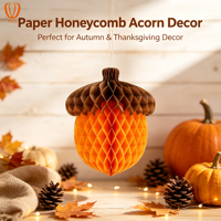Boules en papier pliables en forme de gland et de nid d'abeille, décorations suspendues pour l'automne, Thanksgiving, la fête de la récolte, la maison, les murs et les plafonds