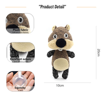 Jouets en peluche en forme de castor brun en tricot mignon, peluche douce, jouet à mâcher qui couine, amusant, interactif, résistant, jouet à mâcher dentaire pour animaux de compagnie