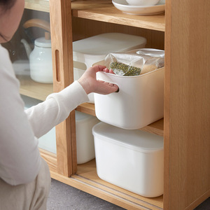 <b>Plastic</b> Storage <b>Bins</b> Rectangle Stackable With Lid Food Container For Wardrobe <b>Kitchen</b> Bathroom Desktop Organizing - Product Image 3