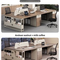 BGZ-241X Ensemble de bureaux et chaises de bureau en bois, design simple et minimaliste, pour 4/6 personnes, poste de travail cloisonné pour employés