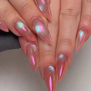 Nouvel Arrivage Faux Ongles ABS Couleur Rouge Effet Tacheté Amande Couverture Complète à Coller 24 Pièces avec Colle pour Salon de Manucure - Product Image 1
