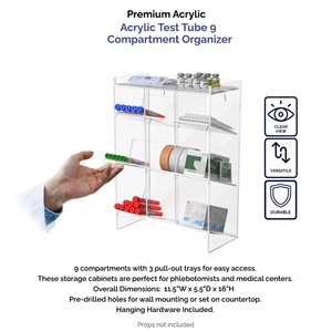 Fournitures de laboratoire <span class=keywords><strong>Tube</strong></span> à essai en acrylique mural transparent pour bureau Organisateur à 9 compartiments - Product Image 2