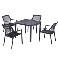 Ensemble de table et de chaises de patio pour 4 personnes en métal aluminium, table de restaurant, table de café, table d'extérieur personnalisée